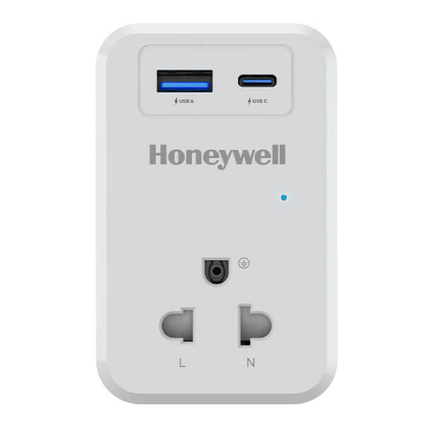 ปลั๊กแปลง HONEYWELL รุ่น HC000033 ป้องกันไฟกระชาก (USB-C 1 ช่อง, USB-A 1 ช่อง)_1